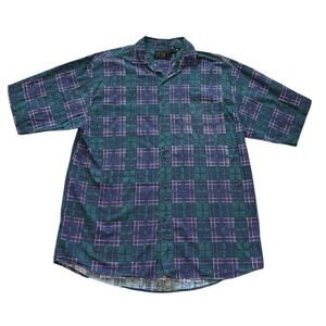 Vintage Peter B Mens XL Short Sleeve Button Down Shirt Checkerboard Skater 80s